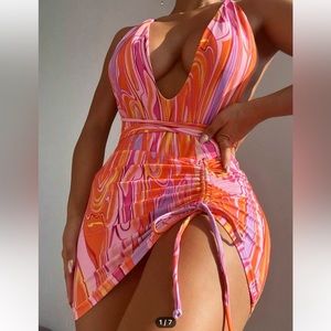One piece swim suit with skirt